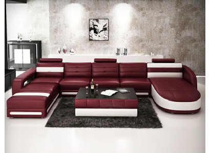 LEATHER SOFA DESIGNER LIVING ROOM SOFA U-SHAPED with USB COLO 3 CORNER SOFA COUCH NEW