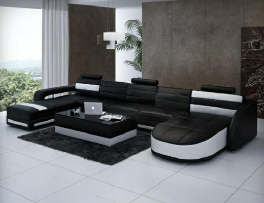 LEATHER SOFA DESIGNER LIVING ROOM SOFA U-SHAPED with USB COLO 3 CORNER SOFA COUCH NEW