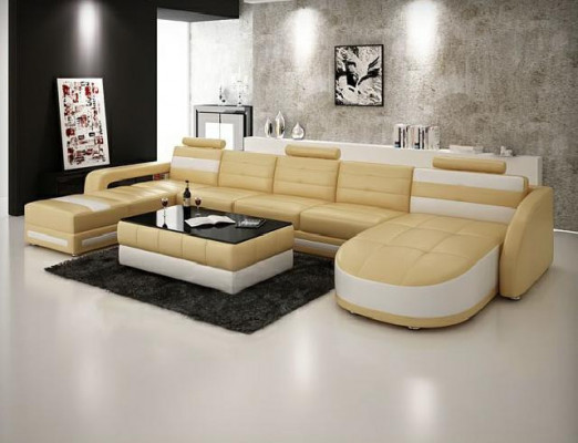 LEATHER SOFA DESIGNER LIVING ROOM SOFA U-SHAPED with USB COLO 3 CORNER SOFA COUCH NEW