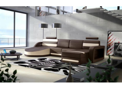 LIVING ROOM LANDSCAPE LEATHER SOFA XXL CORNER SOFA + USB SET DESIGN CORNER COUCH Brown New