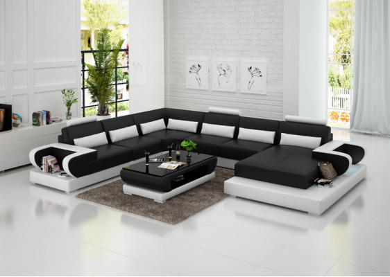 Leather sofa with USB, couch living landscape corner sofa corner set design modern sofa