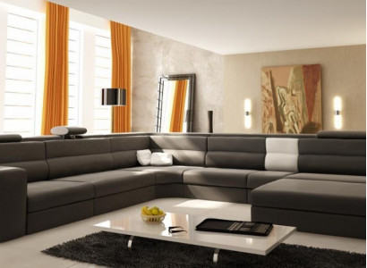 Corner sofa, upholstered sofa with USB, living area seating corner set, leather textile couch.