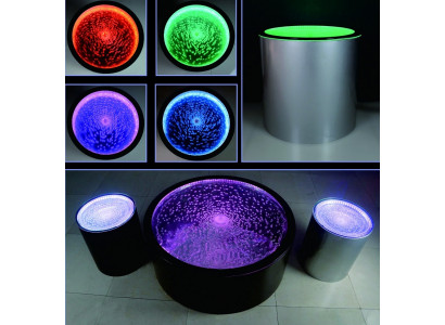 Side table LED round water wall bar counter shelf furniture illuminated