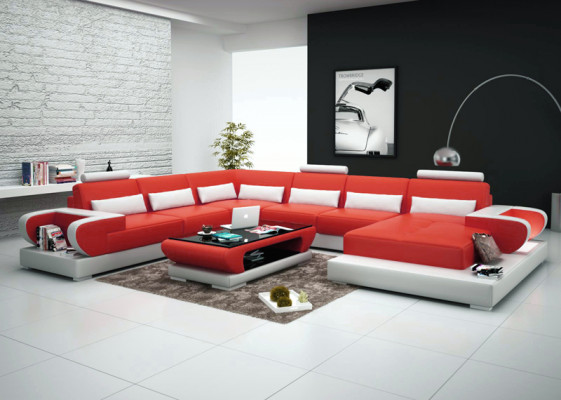 Leather sofa couch living landscape corner sofa corner set design modern sofa G8003