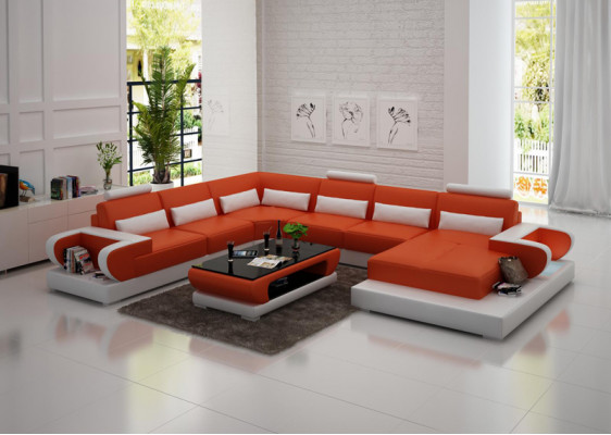 Leather sofa couch living landscape corner sofa corner set design modern sofa G8003
