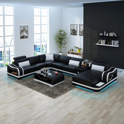 Leather sofa + USB couch living landscape corner sofa set design modern sofa couches