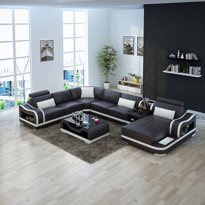 Leather sofa + USB couch living landscape corner sofa set design modern sofa couches