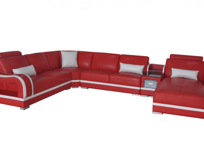 Leather sofa with USB couch living room suite modern design corner sofa U shape