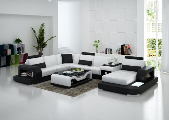 Leather sofa couch living area corner sofa corner set design modern sofa with USB