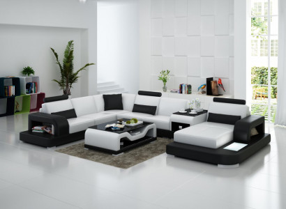Leather sofa couch living area corner sofa corner set design modern sofa with USB