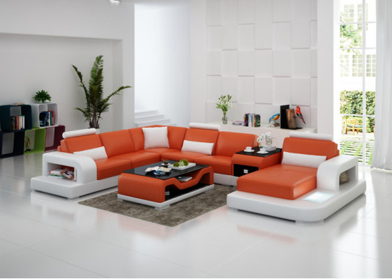Leather sofa couch living area corner sofa corner set design modern sofa with USB