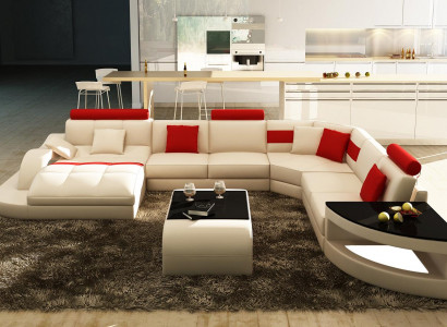 Multifunction XXL Big Leather Sofa Couch Corner Living Landscape Corner Sofa Upholstery