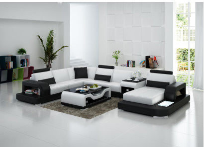 Leather sofa couch modern living area corner sofa corner decor design set