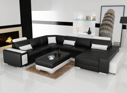 Large design corner sofa upholstered corner couch sofa set couch living landscape USB new