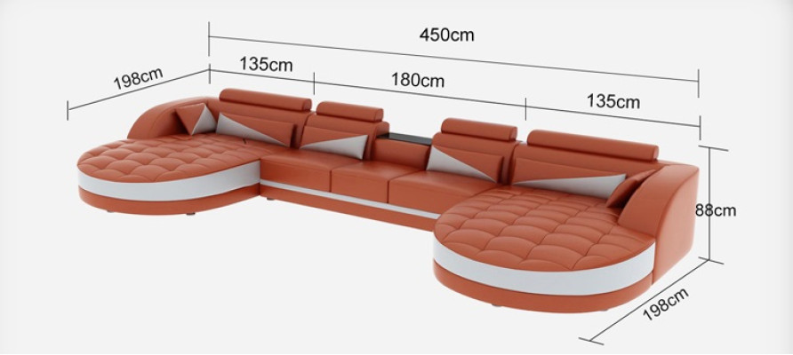 Modern textile couch + USB connection + coffee table living area U-shaped corner