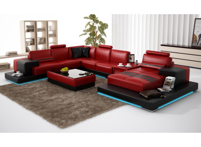 Leather sofa couch living landscape corner sofa corner suite decor design modern
