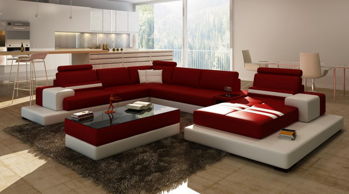 Living area couch upholstery corner ensemble leather sofa big sofa corner sofa new 2725A