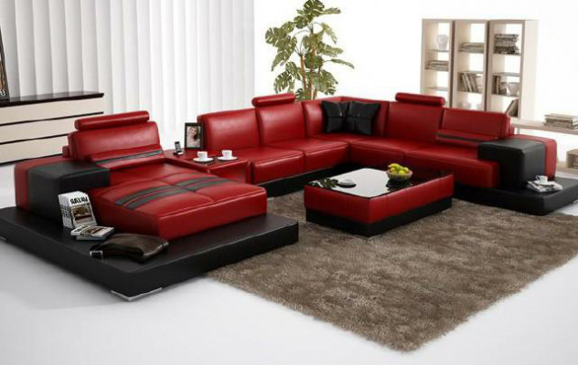 Living area couch upholstery corner ensemble leather sofa big sofa corner sofa new 2725A
