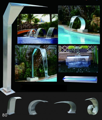 Pool waterfall fountain stainless steel water features decoration installation