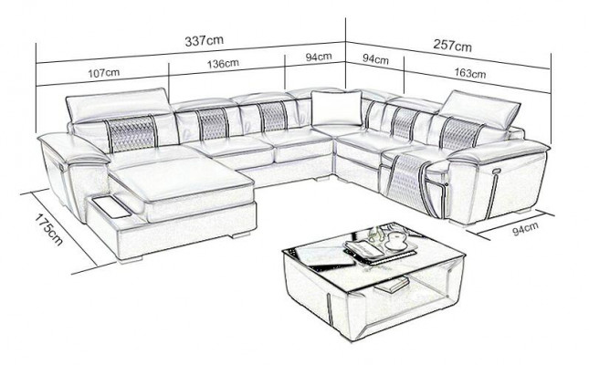 Corner sofa living landscape sofa couch upholstery leather design relax multifunction U-shape