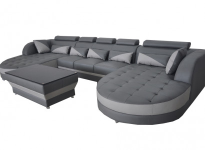 Leather Sofa Modern Couch Upholstered Design Living Landscape + Table