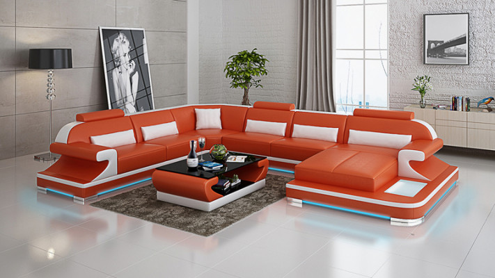 Leather sofa couch living area corner sofa corner set design modern sofa G8021