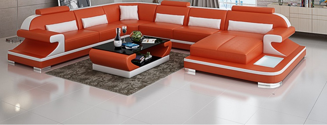 Leather sofa couch living area corner sofa corner set design modern sofa G8021