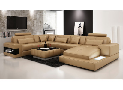 XXL leather sofa with USB, living area corner sofa design sofa set corner couch new