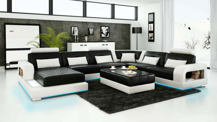 Sofa Corner Sofa Design Living Landscape with Shelf Upholstered Seating Suite Leather Sofa USB