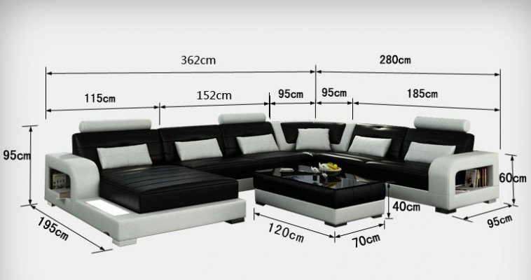 Sofa Corner Sofa Design Living Landscape with Shelf Upholstered Seating Suite Leather Sofa USB