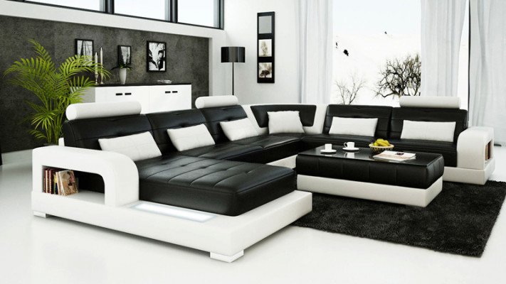 Sofa Corner Sofa Design Living Landscape with Shelf Upholstered Seating Suite Leather Sofa USB