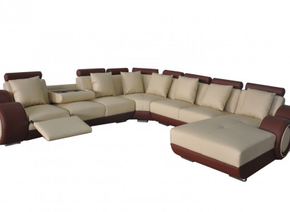 Sofa Leather Sofa Corner Sofa Living Area Couch Upholstery Seating Corner Corner Suite +USB