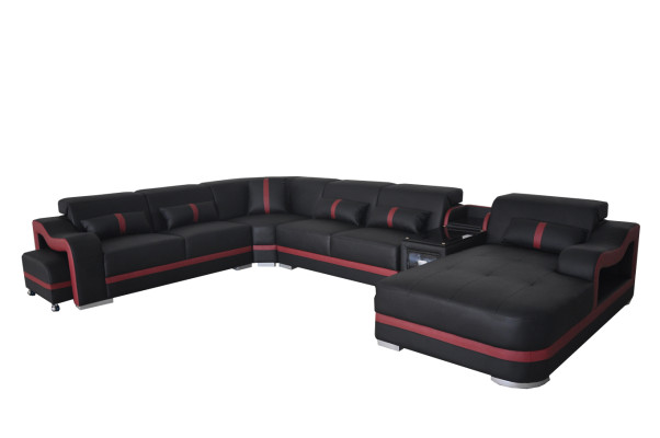Leather couch upholstery set seat design modern corner sofa with USB living landscape