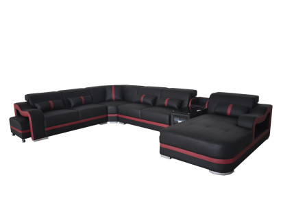 Leather couch upholstery set seat design modern corner sofa with USB living landscape