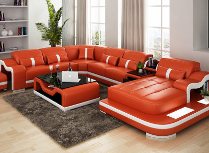 Leather sofa with USB couch living landscape corner sofa corner suite design modern sofa