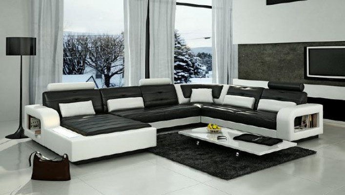 Leather sofa with USB leather couch sofa set living landscape corner couch corner sofa H2209