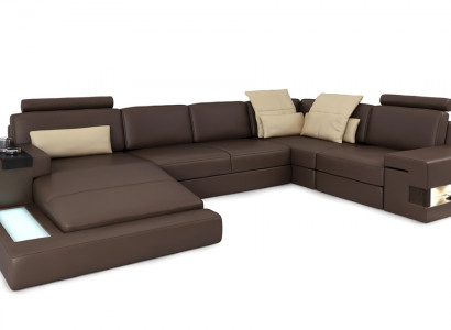 Leather sofa LED + USB corner sofa couch Bellini Big upholstered living room sofa sofas