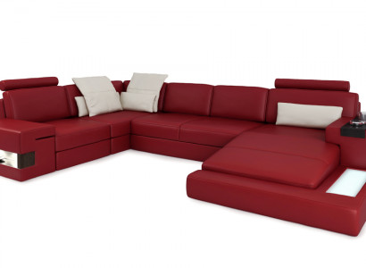 Corner sofa with USB sofa couch upholstery U-shape living landscape leather sofa designer corner