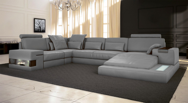 Corner sofa with USB sofa couch upholstery U-shape living landscape leather sofa designer corner
