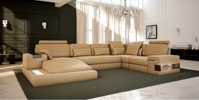Living landscape upholstery couch suite big sofa Bellini design leather sofa with USB