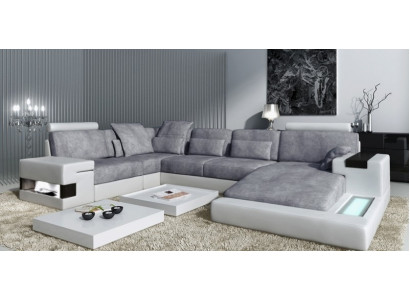 Textile Sofa USB Upholstery Corner Sofa Set Living Landscape Leather Sofa Design Couch