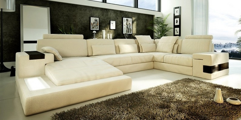 Textile Sofa USB Upholstery Corner Sofa Set Living Landscape Leather Sofa Design Couch