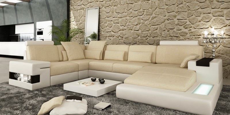 Large Sofa Living Area Leather Sofa Upholstered Seating Corner Couch Set Sofas with USB