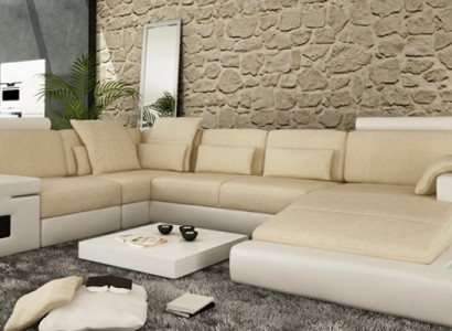 Large Sofa Living Area Leather Sofa Upholstered Seating Corner Couch Set Sofas with USB