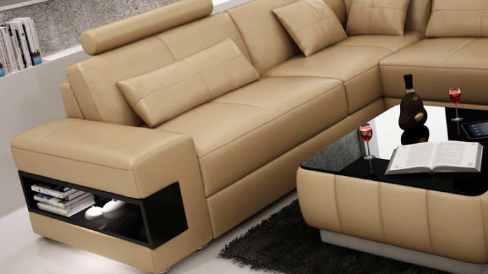 Leather sofa, couch, living landscape, modern corner sofa, corner decor, suite, design.