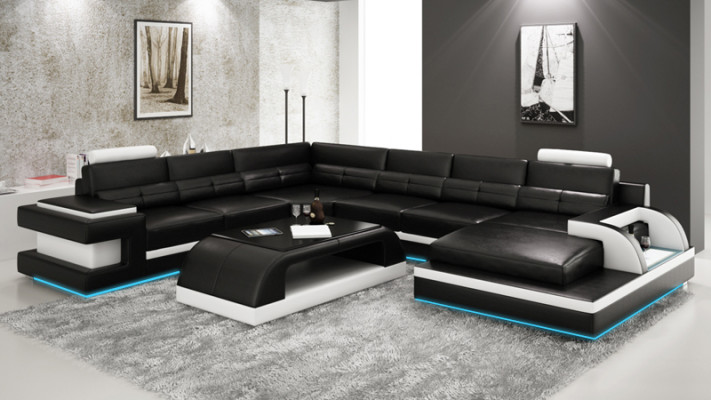 Leather sofa couch living landscape corner sofa corner suite design modern sofa L6017