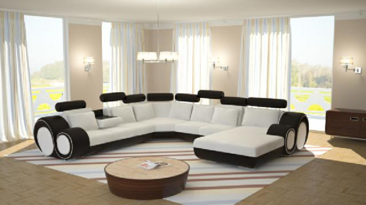 Designer sofa living landscape U-shape couch corner sofa upholstery suite corner suite