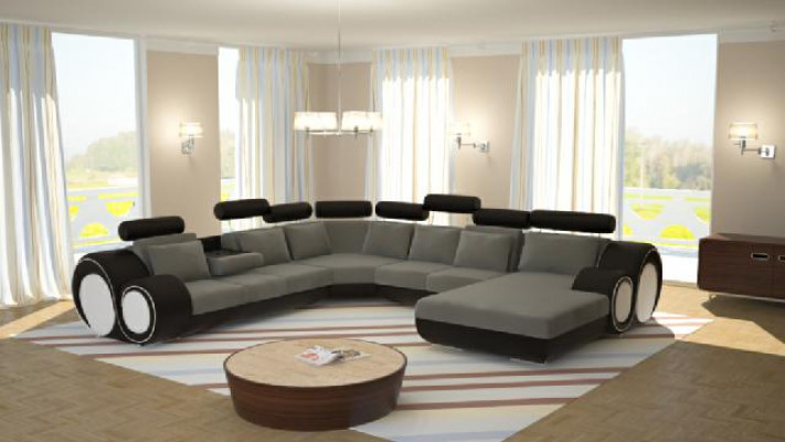 Designer sofa living landscape U-shape couch corner sofa upholstery suite corner suite