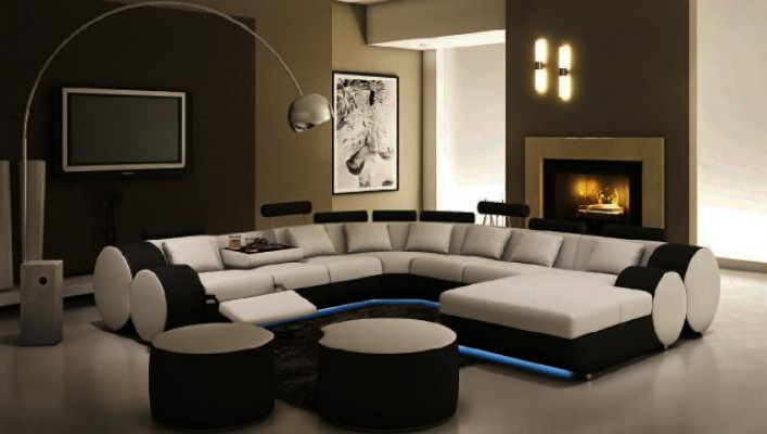 DESIGNER LEATHER SOFA XXL LIVING AREA BIG SOFA COUCH UPHOLSTERED CORNER SECTIONAL SOFA NEW