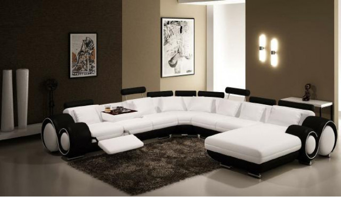 Leather sofa, corner sofa, sectional sofa, couch, upholstered leather seating set, living area.